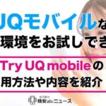 UQモバイルなら利用環境をお試しできる！Try UQ mobileの利用方法や内容を紹介！